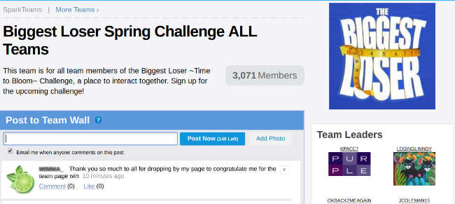 The Biggest Loser Challenge helps me stay motivated.