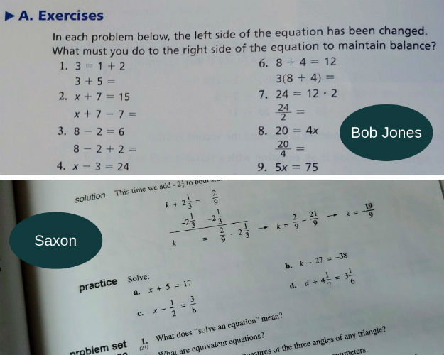 Practice problems on the additive quality of equality from Bob Jones and Saxon Algebra