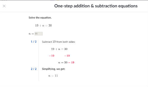Sample of step-by-step hints