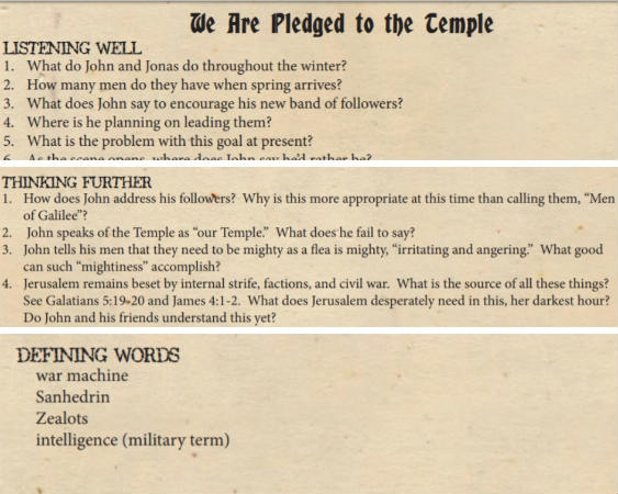 Sample questions from the study guide